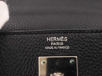 HERMES HERMES BAG KELLY 32 SQUARE M STAMP BLACK TOGO PHW Handbag