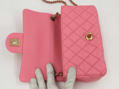 CHANEL CHANEL BAG MATELASSE LAMBSKIN PINK CRUSH MINI RECTANGULAR A37586 MICROCHIP CHAIN ​​GHW AUUNK8TG Shoulder Bag