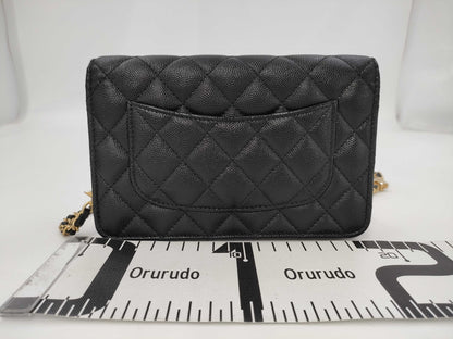 CHANEL CHANEL BAG CAVIAR SKIN AP3694 BLACK CHAIN ​​WALLET RFID JCH0T154 Shoulder Bag