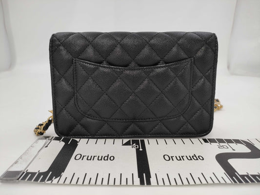 CHANEL CHANEL BAG CAVIAR SKIN AP3694 BLACK CHAIN ​​WALLET RFID JCH0T154 Shoulder Bag