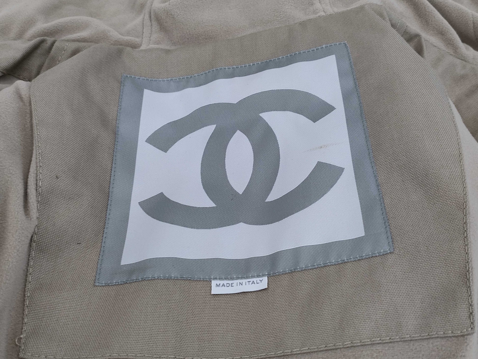 CHANEL Brand Apparel Long Coat, Beige, Sport 02A, Size 38