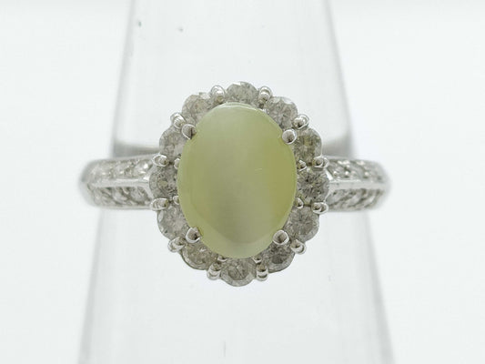 Chrysoberyl Cat's Eye 1.43ct D0.50ct PT900 4.9g Ring 