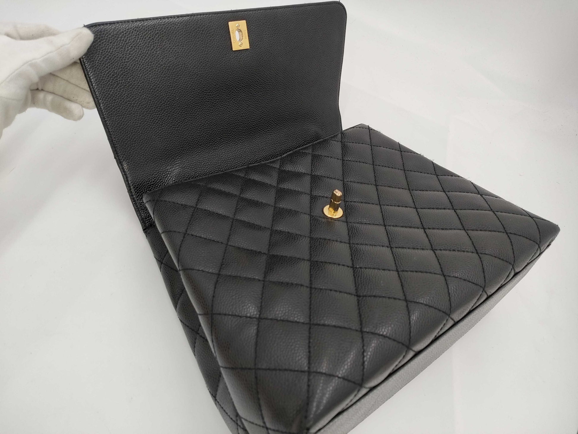 CHANEL Caviar Skin Matelasse Handbag, No. 7