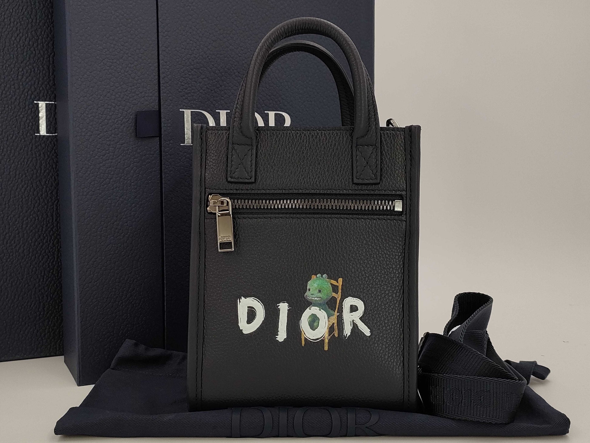 Dior & Otani Studio Collaboration Green Monster 2-Way Mini Tote Bag, Shoulder Bag, Handbag