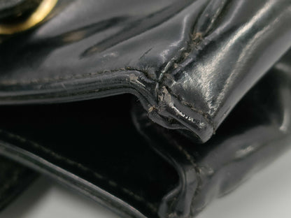 CHANEL Coco Mark Patent Leather Black Gold Hardware Tote Bag