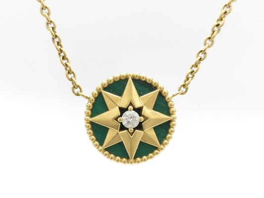 Rose Devan 1PD Malachite YG Au750 4.1g Necklace 