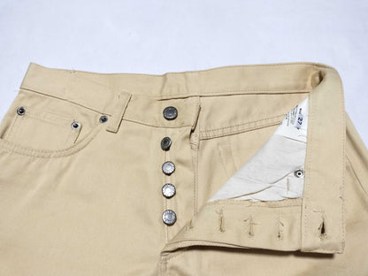 Helmut Lang Raw Silk Denim Turn-Up Pants, Size 27, Yellow