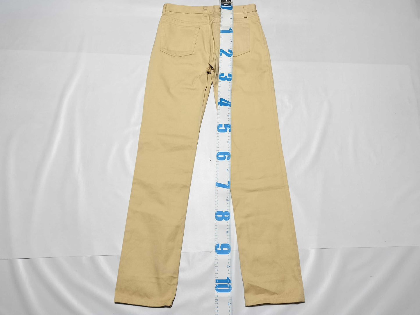 Helmut Lang Raw Silk Denim Turn-Up Pants, Size 27, Yellow