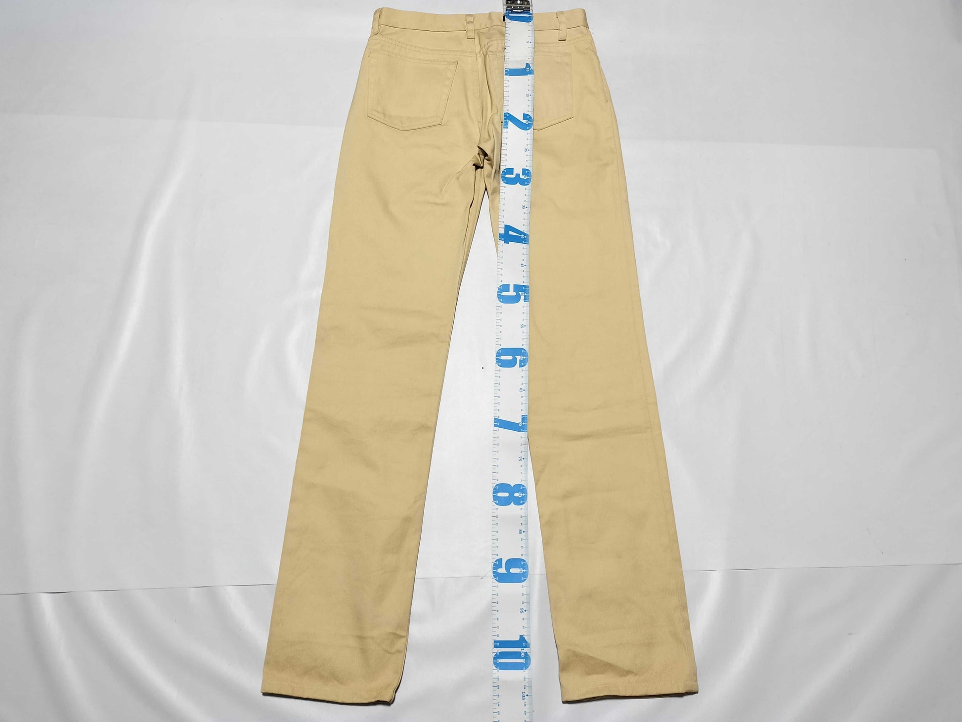 Helmut Lang Raw Silk Denim Turn-Up Pants, Size 27, Yellow