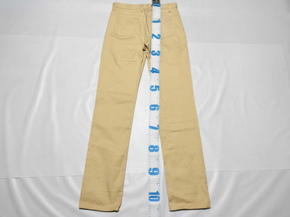 Helmut Lang Raw Silk Denim Turn-Up Pants, Size 27, Yellow
