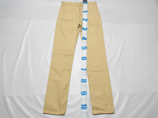 Helmut Lang Raw Silk Denim Turn-Up Pants, Size 27, Yellow