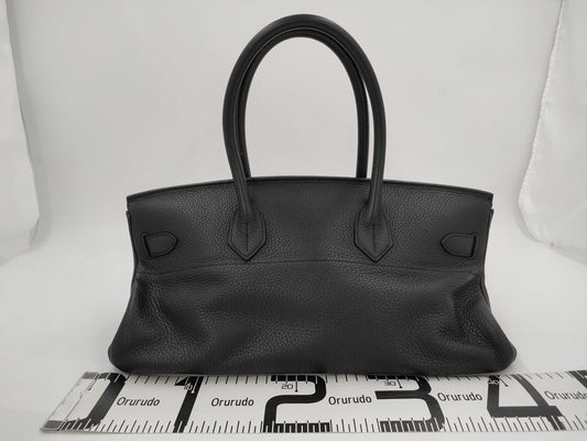 HERMES HERMES Shoulder Birkin Shoulder Bag Taurillon Clemence Black □I Stamp Handbag