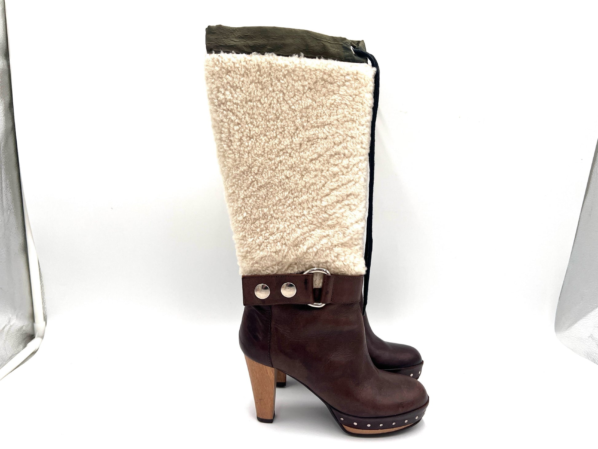 MARUNI Mouton Long Boots, Brown, Size 35, with Storage Bag and Box. Other Shoes.