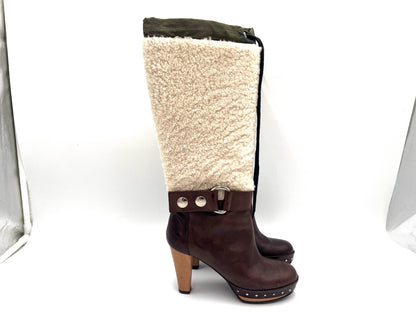 MARUNI Mouton Long Boots, Brown, Size 35, with Storage Bag and Box. Other Shoes.