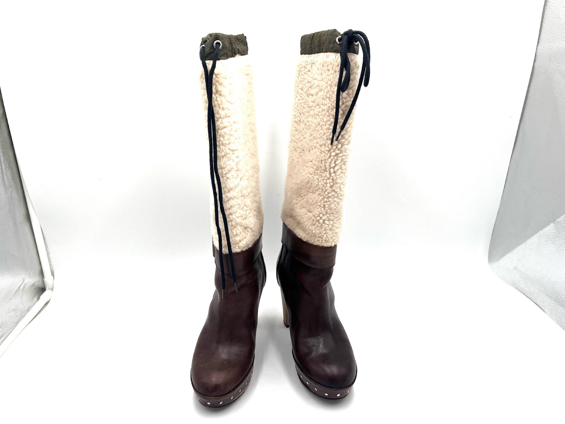 MARUNI Mouton Long Boots, Brown, Size 35, with Storage Bag and Box. Other Shoes.