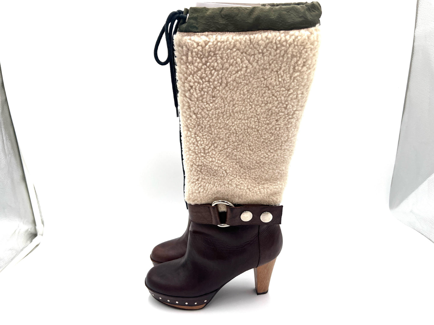 MARUNI Mouton Long Boots, Brown, Size 35, with Storage Bag and Box. Other Shoes.