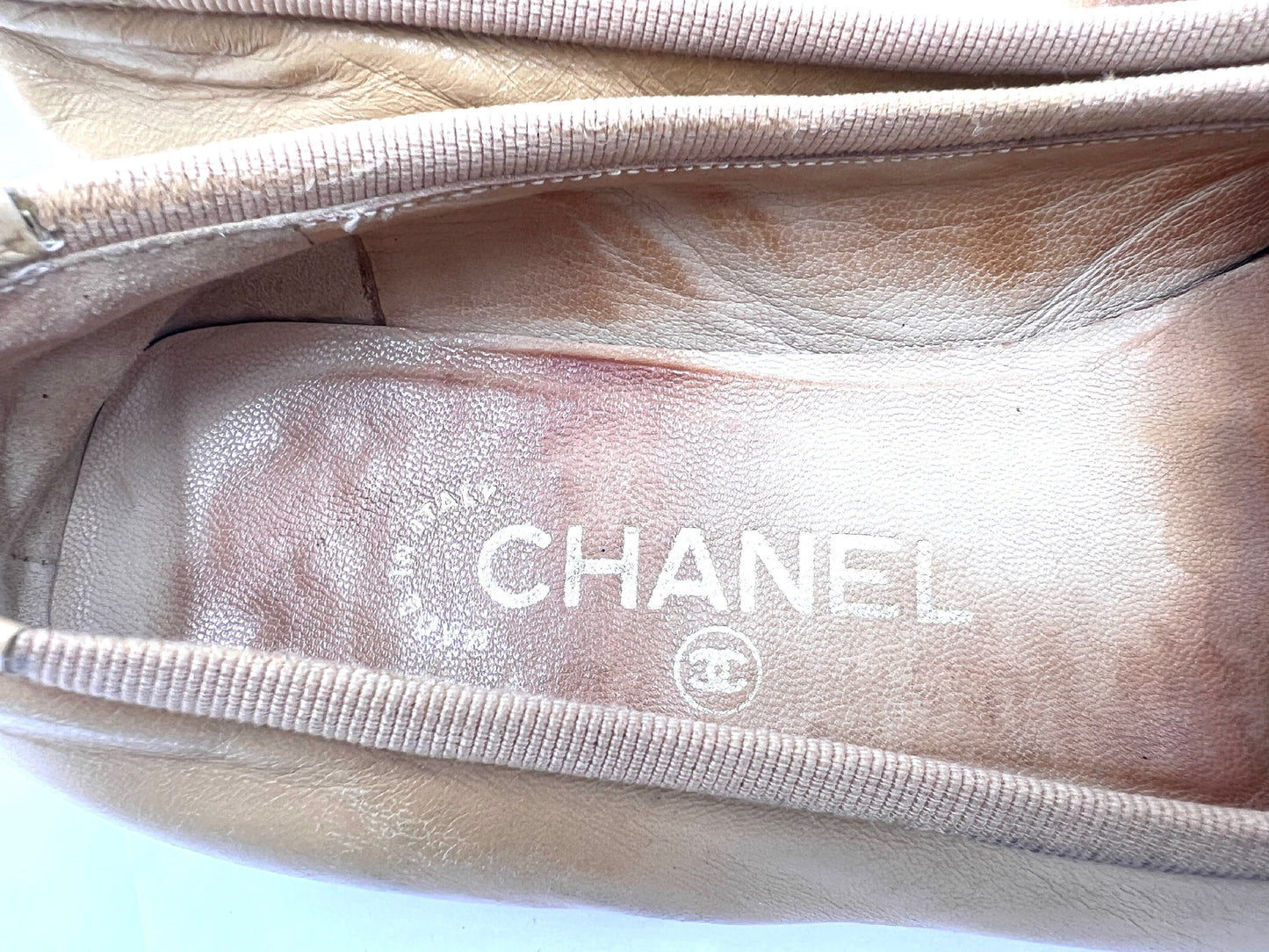 CHANEL Coco Mark Ribbon Beige 35 1/2 Pumps