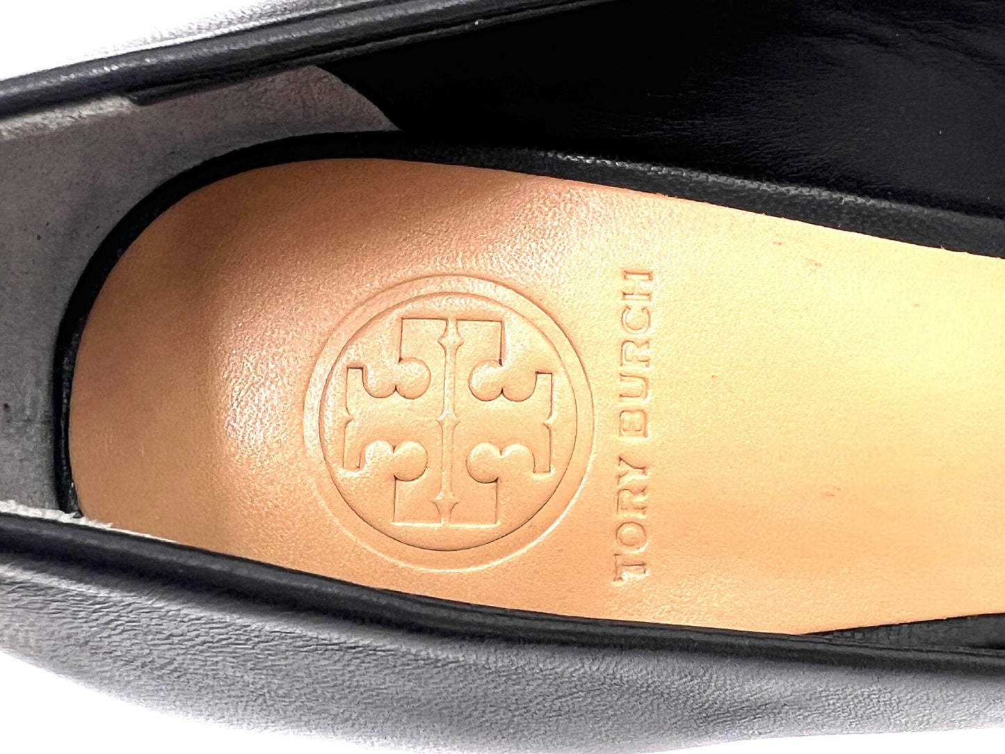 Tory Burch Wedge Pumps, Black and Gold, 6M