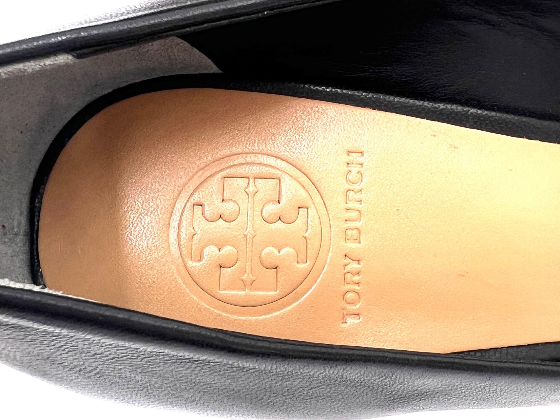 Tory Burch Wedge Pumps, Black and Gold, 6M