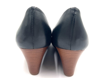 Tory Burch Wedge Pumps, Black and Gold, 6M