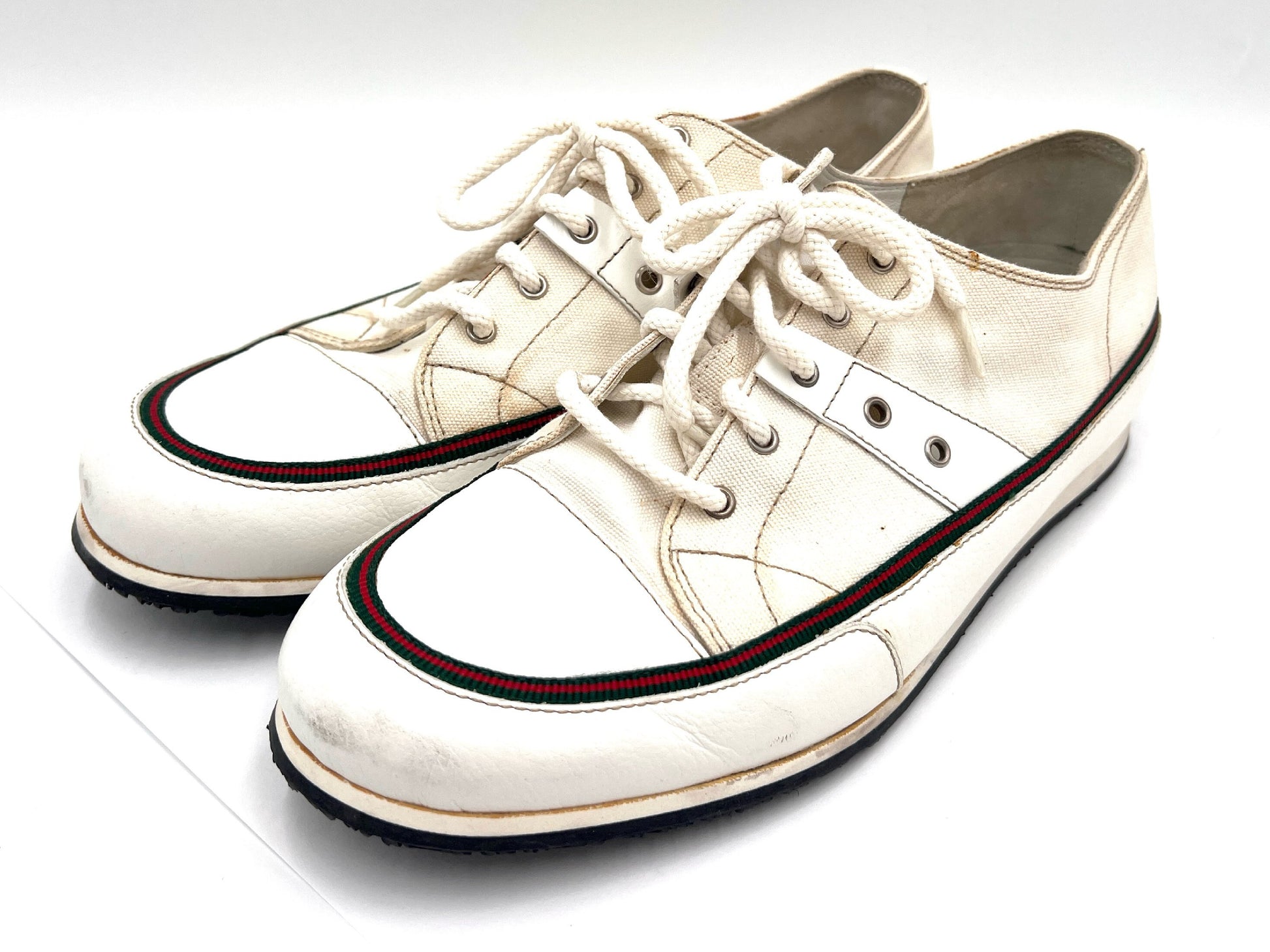 GUCCI 261919 Sherry Line Canvas Low-Top White 7.5" Sneakers