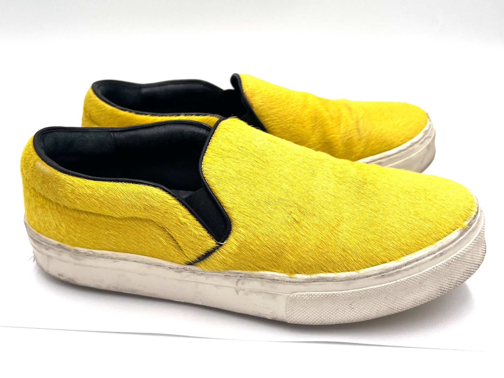 CELINE Ponytail Slip-On Sneakers, Yellow, Size 36 1/2
