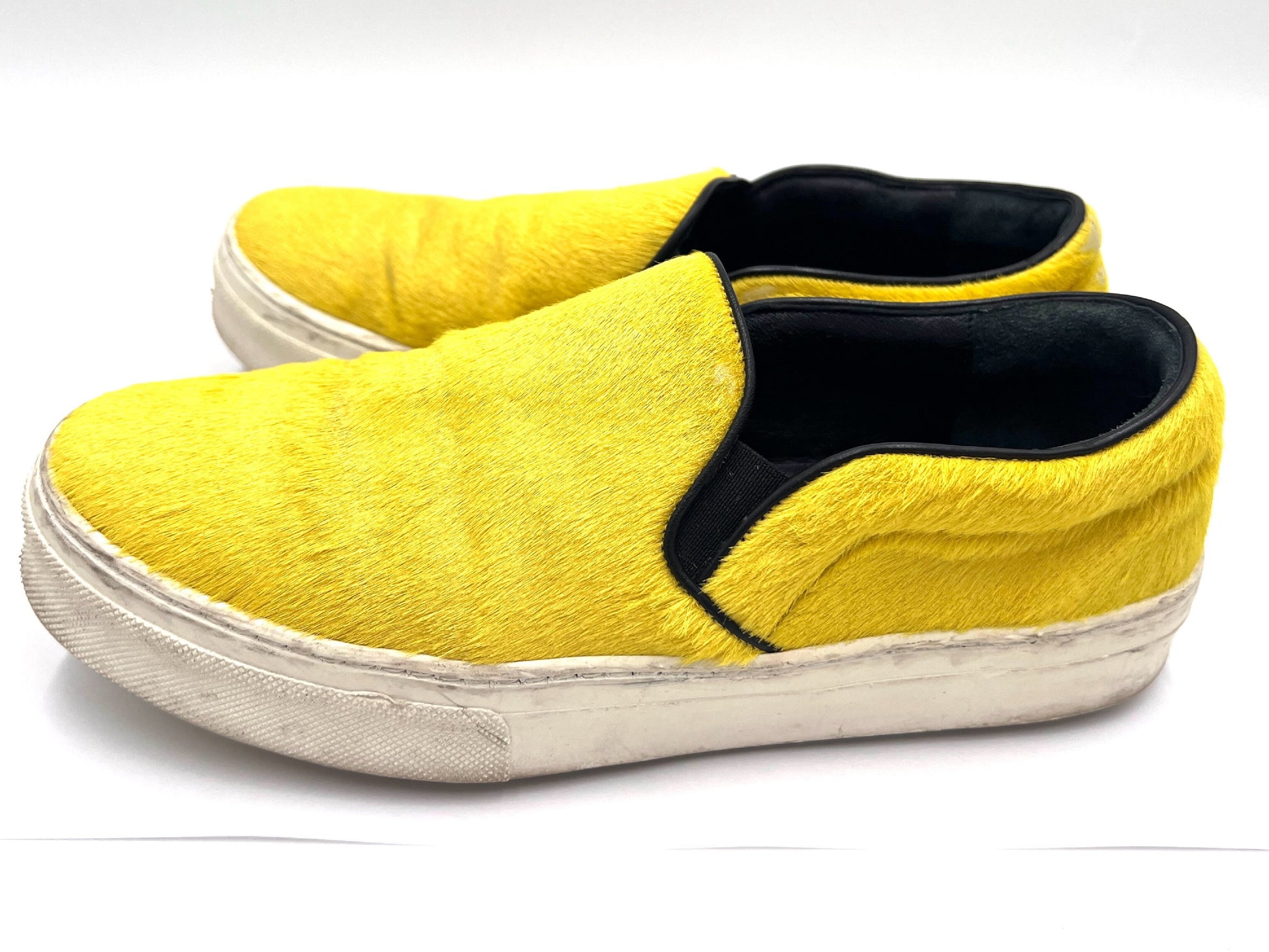 CELINE Ponytail Slip-On Sneakers, Yellow, Size 36 1/2