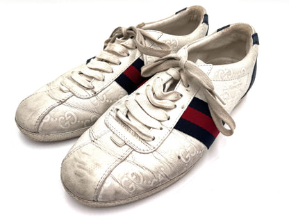GUCCI 408496 Shima Lace-Up Sneakers, White, Size 36 1/2