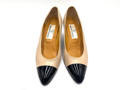 VALENTINO Valentino Garavani 58590 7 Cap Toe Pumps Black Beige Size 37