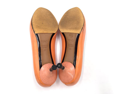 FENDI Enamel High Heel Pumps, Pink Beige, Size 35