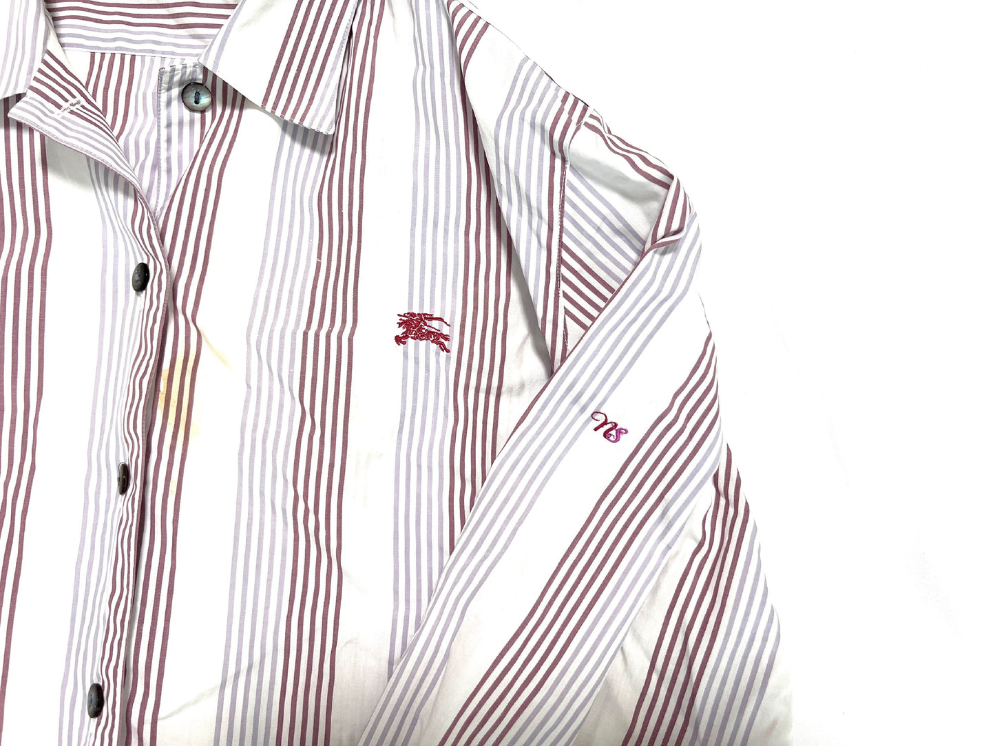 Burberry long-sleeved striped shirt, white, size M