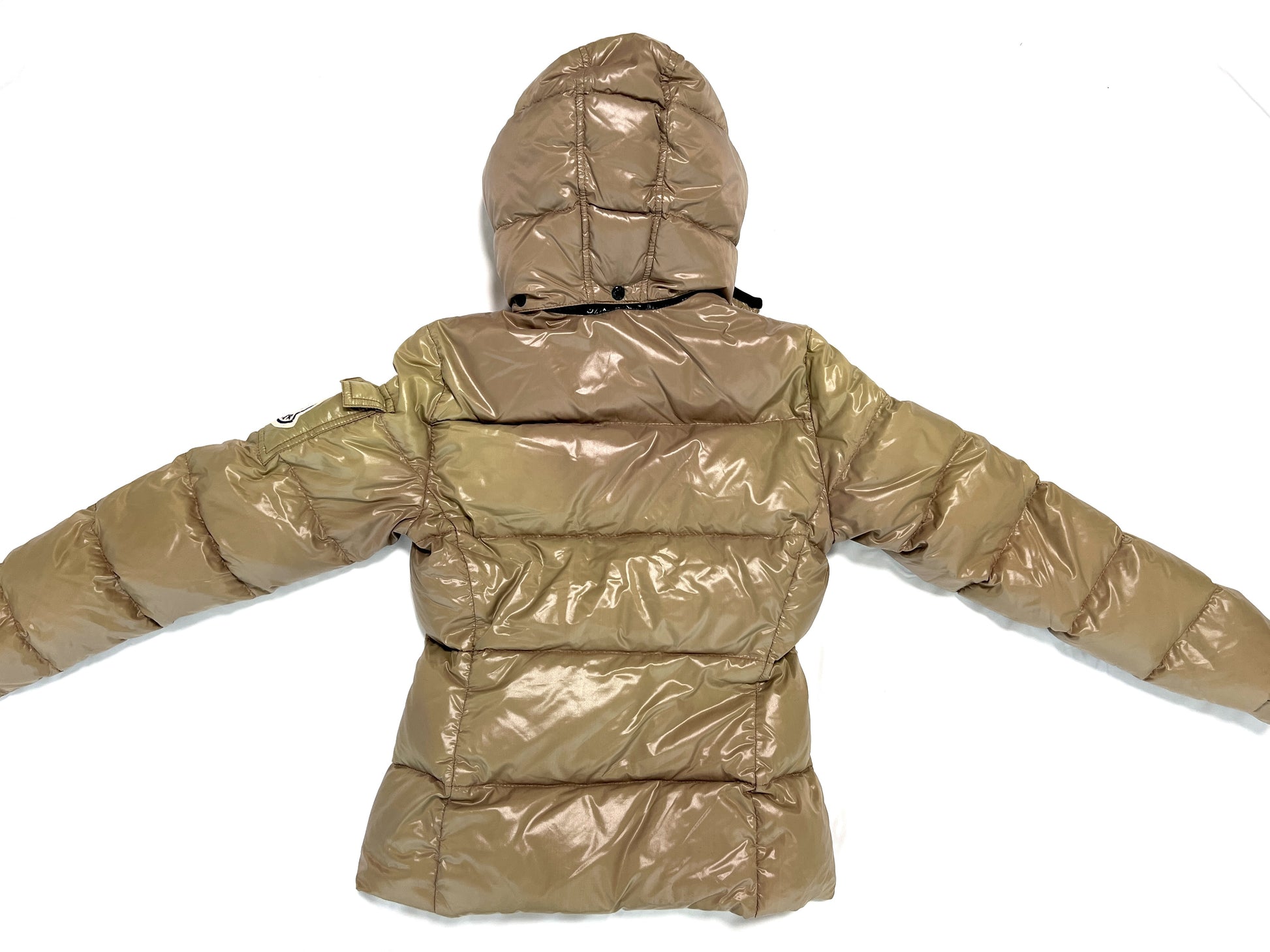 MONCLER BADIA Large Logo Down Jacket, Beige, Size 00