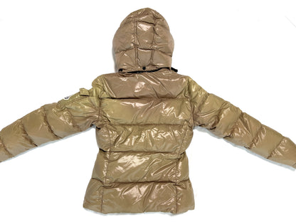 MONCLER BADIA Large Logo Down Jacket, Beige, Size 00