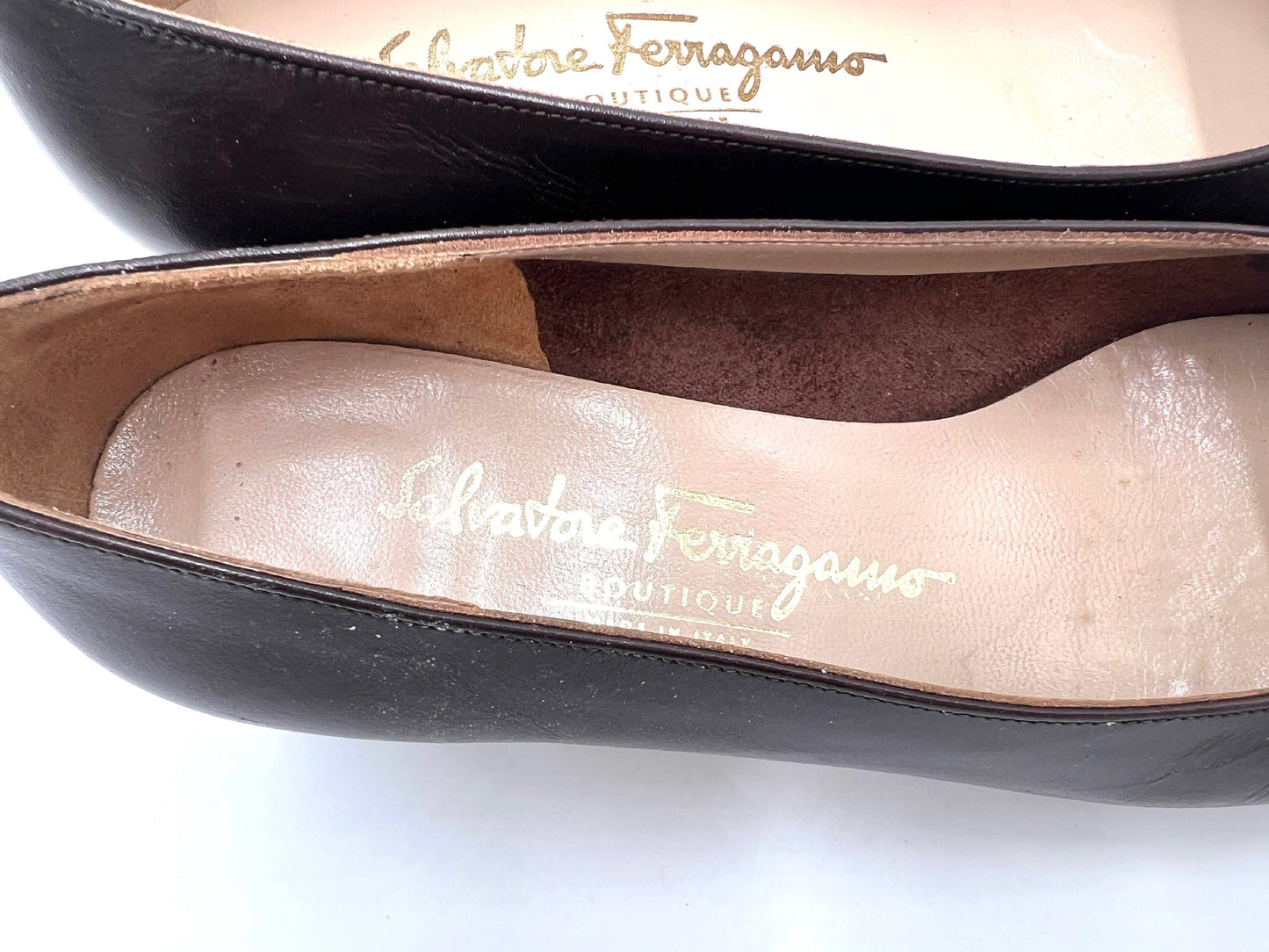 Salvatore Ferragamo Leather Dark Brown Pumps Size 5
