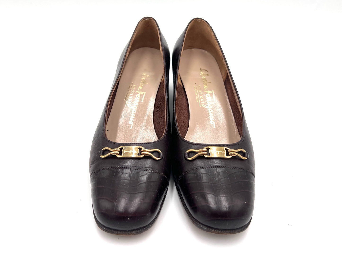 Salvatore Ferragamo Leather Dark Brown Pumps Size 5