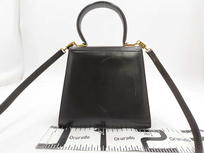 Salvatore Ferragamo Gancini Leather 2-Way Handbag/Shoulder Bag in Black