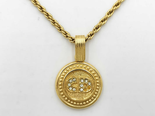 Dior Christian Dior CD logo necklace GP gold thread necklace