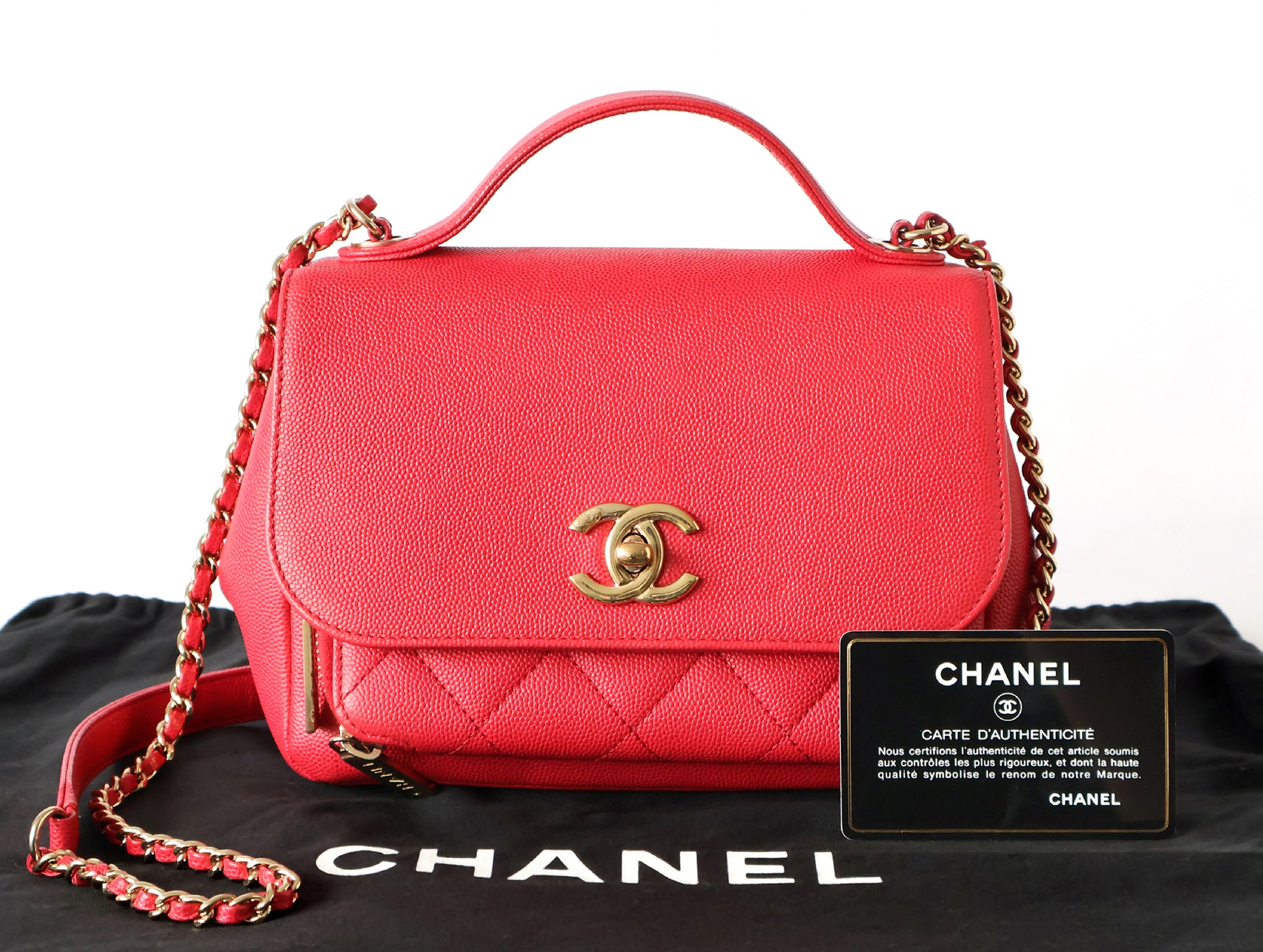 CHANEL Business Affinity Small Caviar Skin 2-Way Handbag, Pink, Seal, No. 24