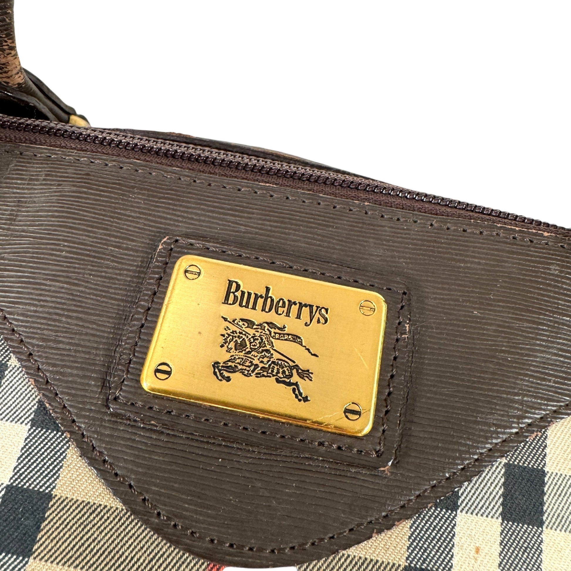 BURBERRY Check Boston Bag