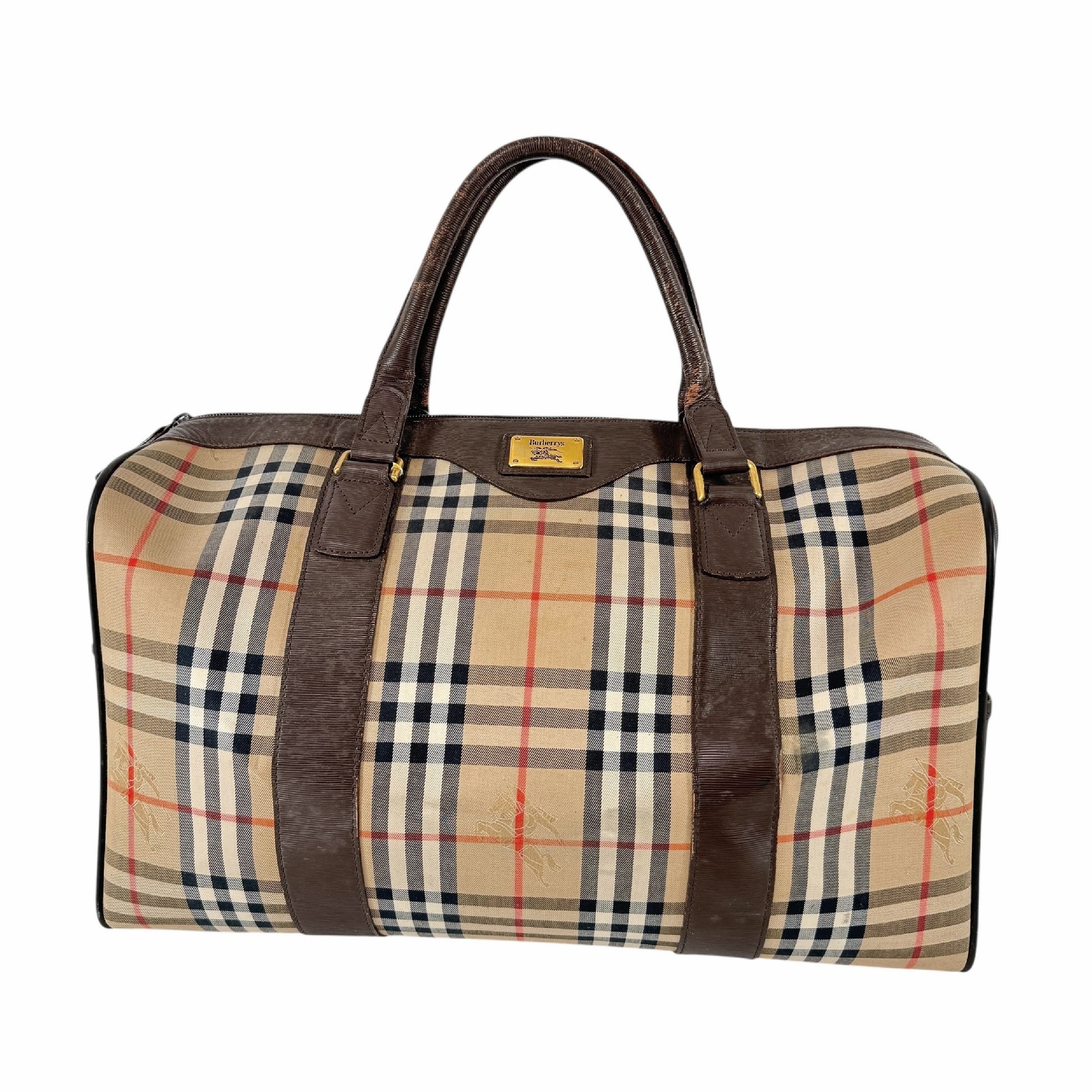 BURBERRY Check Boston Bag