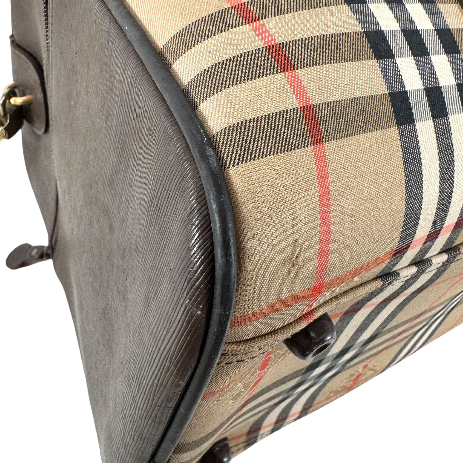 BURBERRY Check Boston Bag