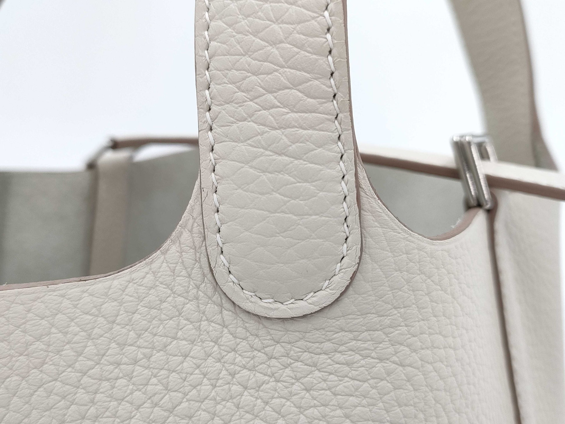 HERMES Picotin Lock PM Handbag, Crepe Ivory, White Silver Hardware, K Stamp, H056289CK10