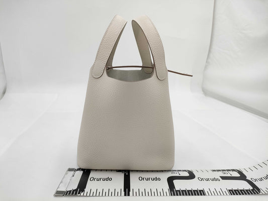 HERMES Picotin Lock PM Handbag, Crepe Ivory, White Silver Hardware, K Stamp, H056289CK10