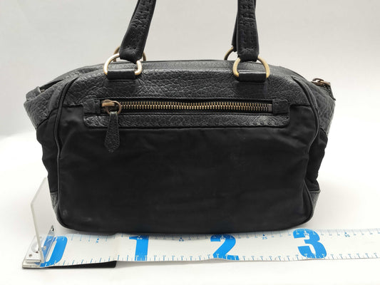 PRADA PRADA Prada Shoulder Bag Handbag Leather and Nylon Black with Triangle Logo and White Tag