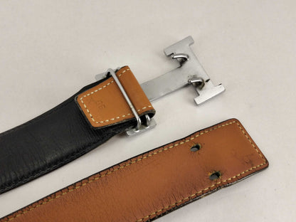 HERMES HERMES Constance Belt H Buckle ○L 85 Belt Brown x Black Belt