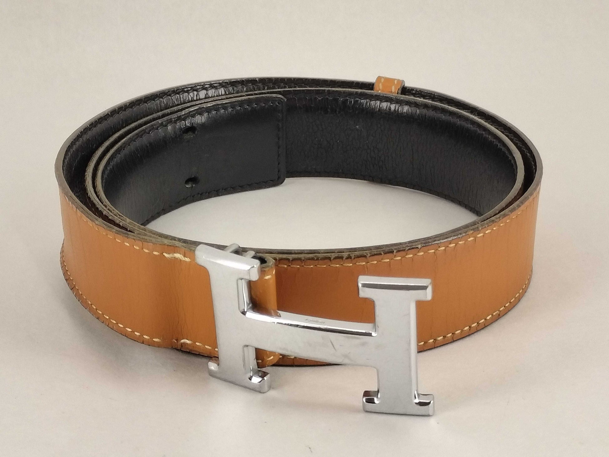 HERMES HERMES Constance Belt H Buckle ○L 85 Belt Brown x Black Belt