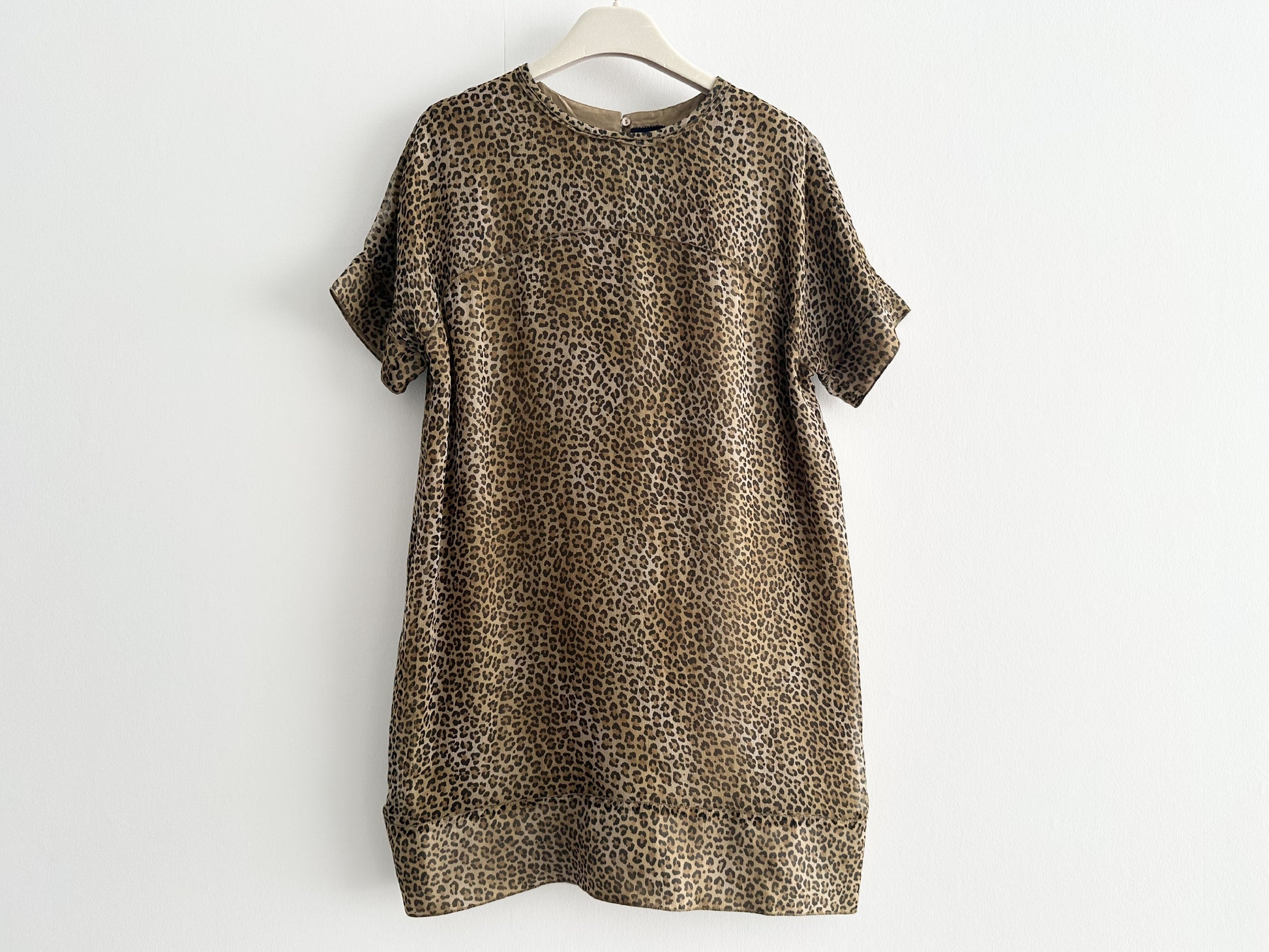 Drawer Leopard Print Silk Blouse, Size 36, Tops