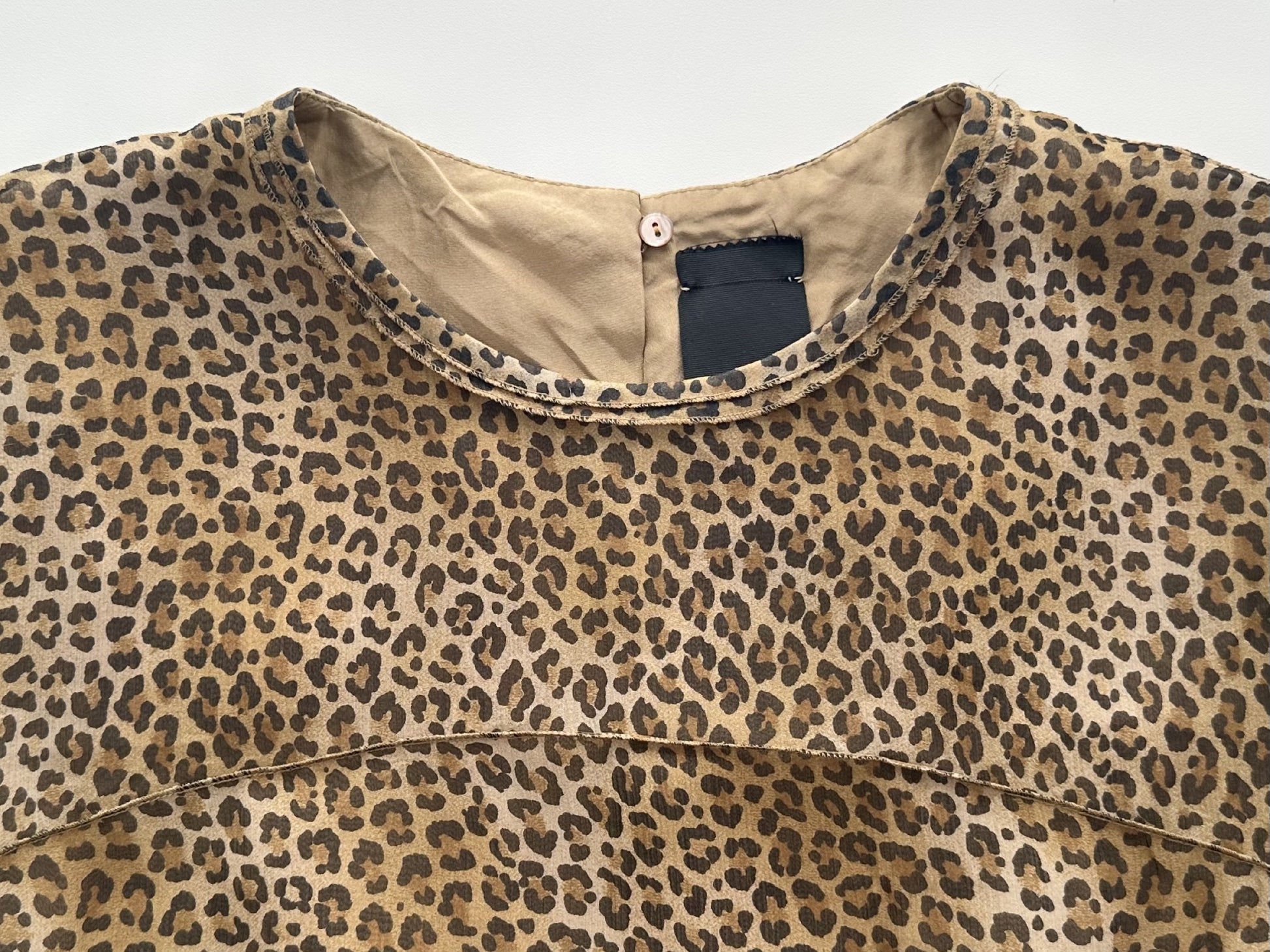 Drawer Leopard Print Silk Blouse, Size 36, Tops