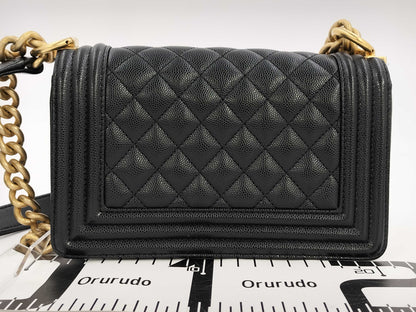 CHANEL Boy Caviar Black Shoulder Bag