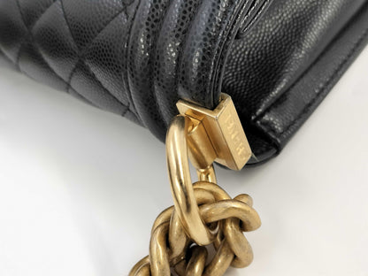 CHANEL Boy Caviar Black Shoulder Bag
